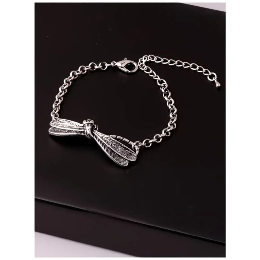 NWT Silver-Plate Dragonfly Bracelet-Anklet Chain Vintage Bohemian Nature Jewelry